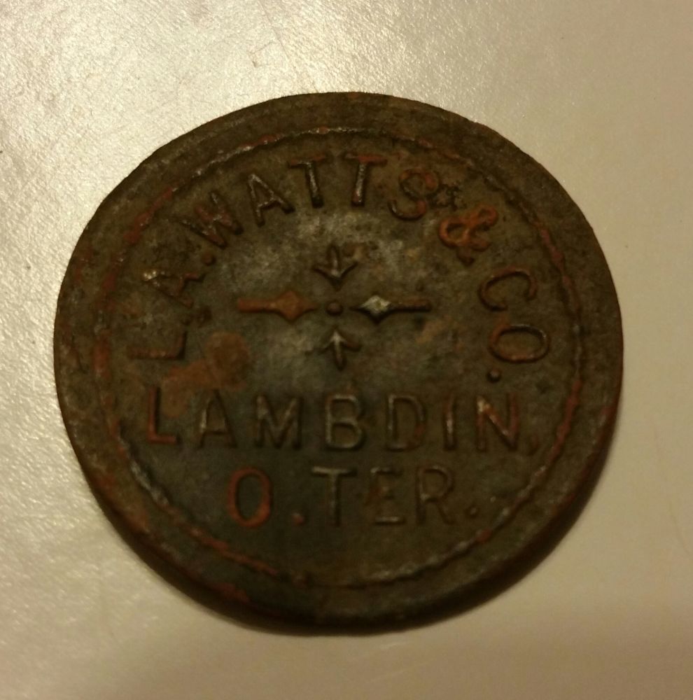 Found-Token:-L.a.-Watts-&-Co.-Lamdin-O.-Ter.---Good-For-10�-In-Trade