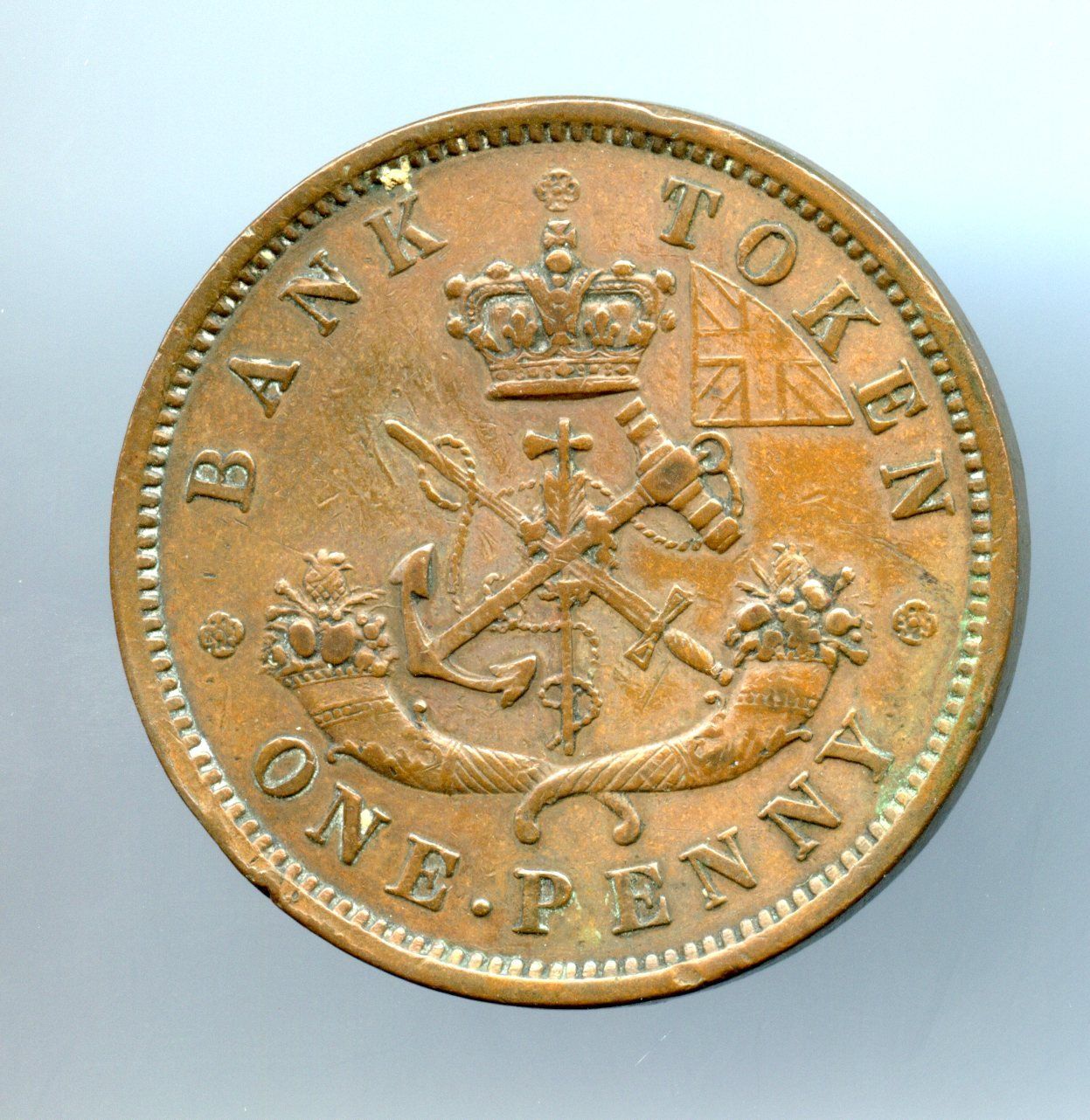 1857-St.-George-Penny-Token-With-Die-Cracks