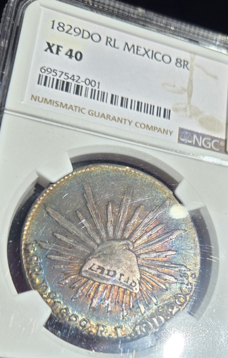 1829-Do-Rl-Mexico-8R-NGC-XF40-Color!