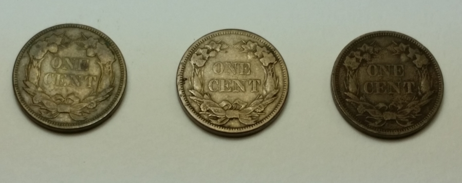 3x-Flying-Eagle-Cents---1857,-2-1858