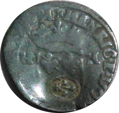 Old-1594-French-Coin-With-1640-C/S--For-Colonal-Use