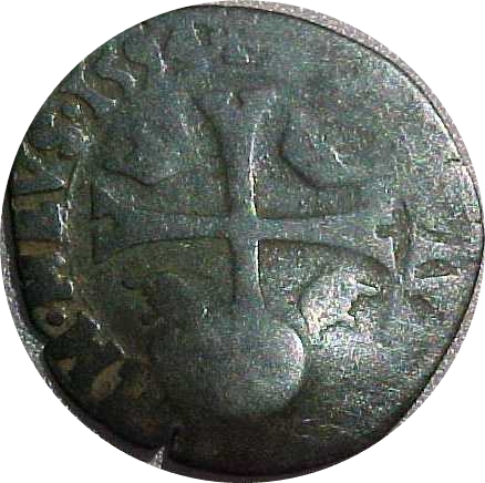 Old-1594-French-Coin-With-1640-C/S--For-Colonal-Use