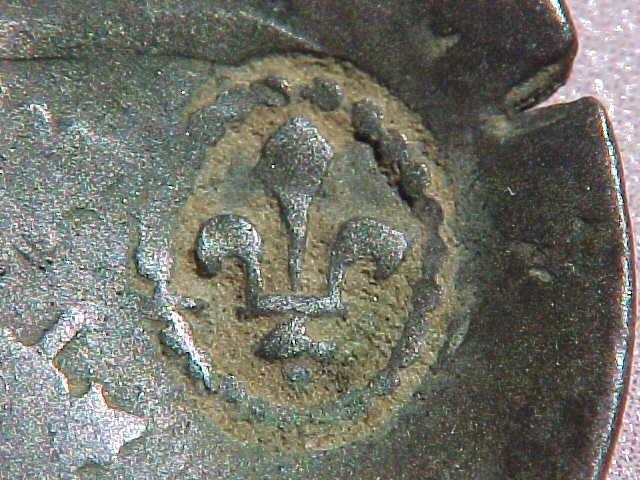 Old-1594-French-Coin-With-1640-C/S--For-Colonal-Use