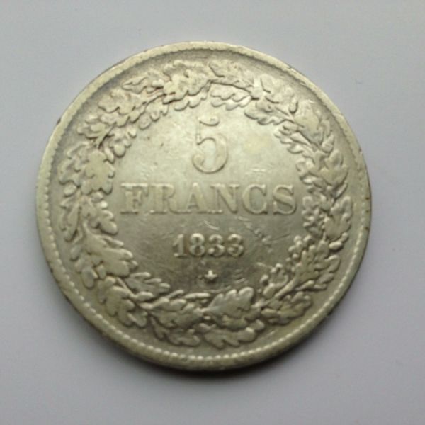 1833-Belgium-5-Francs