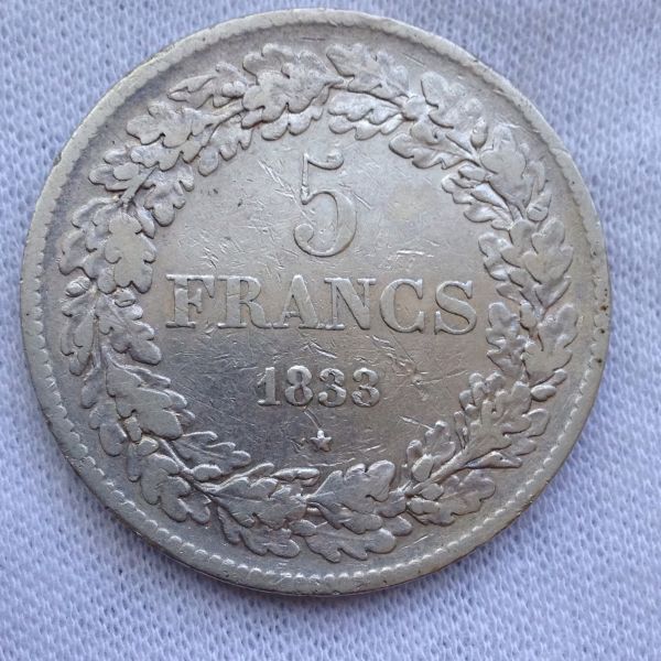 1833-Belgium-5-Francs
