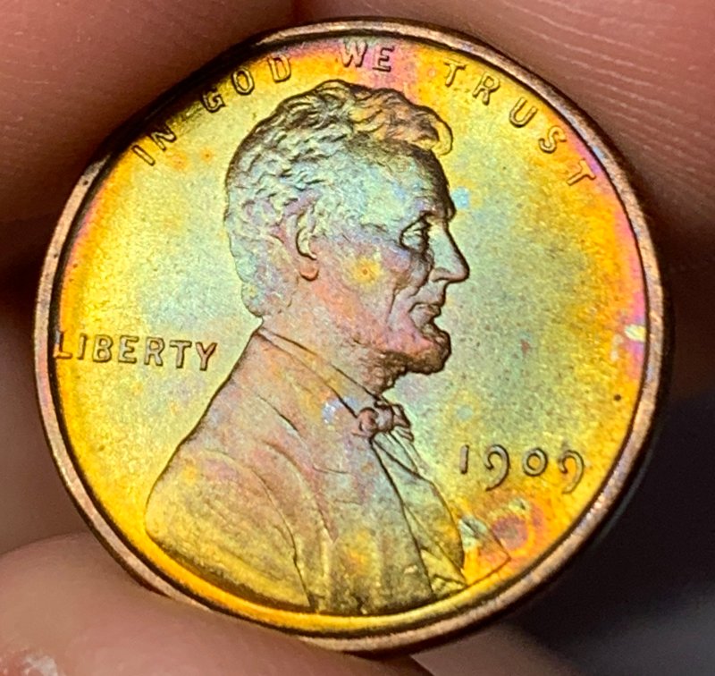 1909-VDB-Wheat-Cent-With-Toning-For-Grading