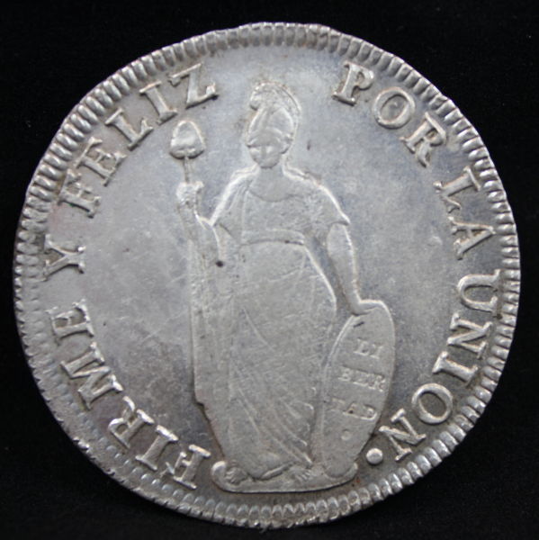 Spain-Philippines-8-Reales-F7-O-C/M-On-Peru-8-Reales-1833