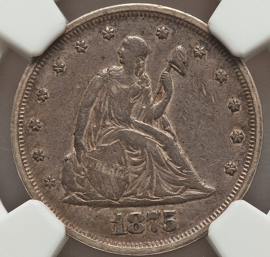 Extinct-Coinage:-1875-P-20c-Piece-From-Not-Graded-Correctly.
