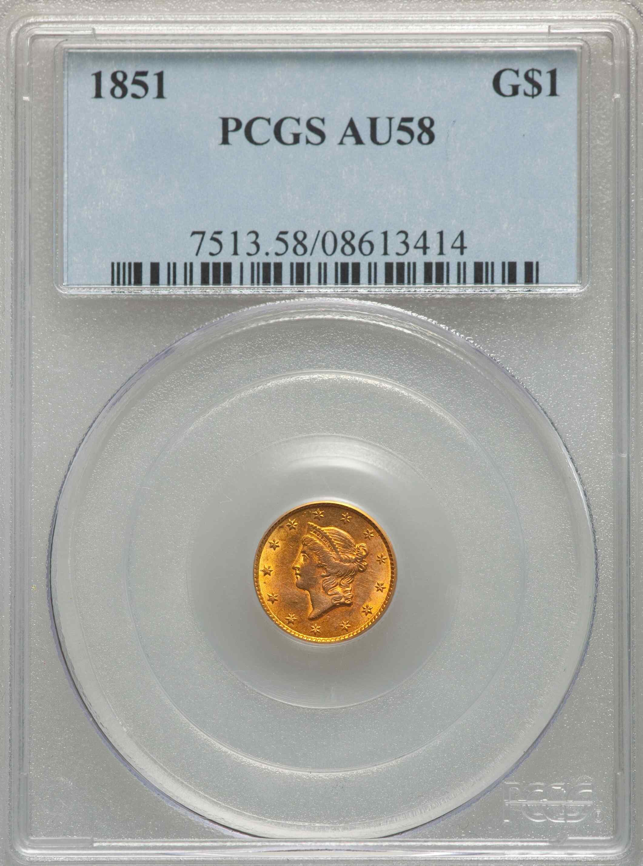 1851-$1-Gold-PCGS:-Trueview-Vs-Honest-Undoctored-Pics