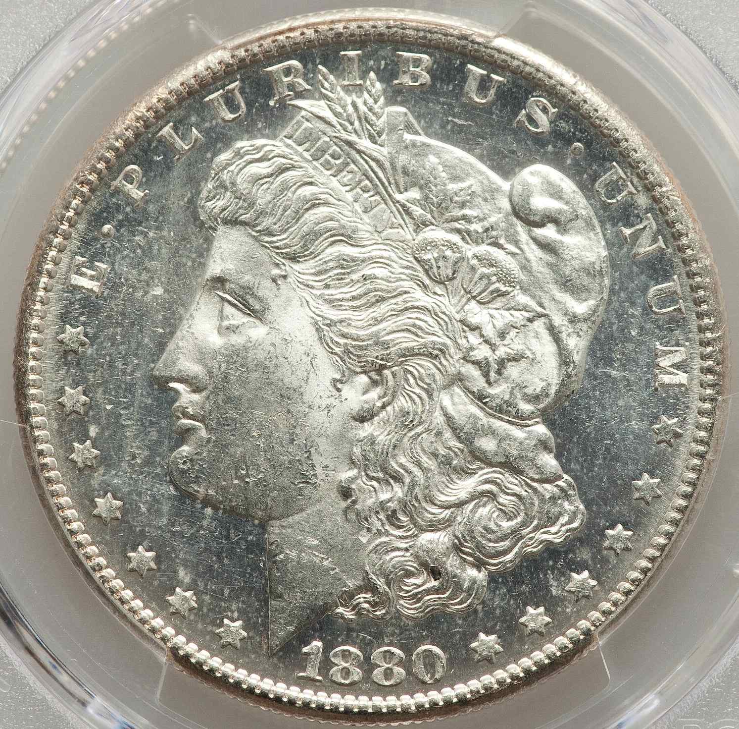 1880-S-Morgan-Dollar-PCGS:-Frosty-But-Flawed-.