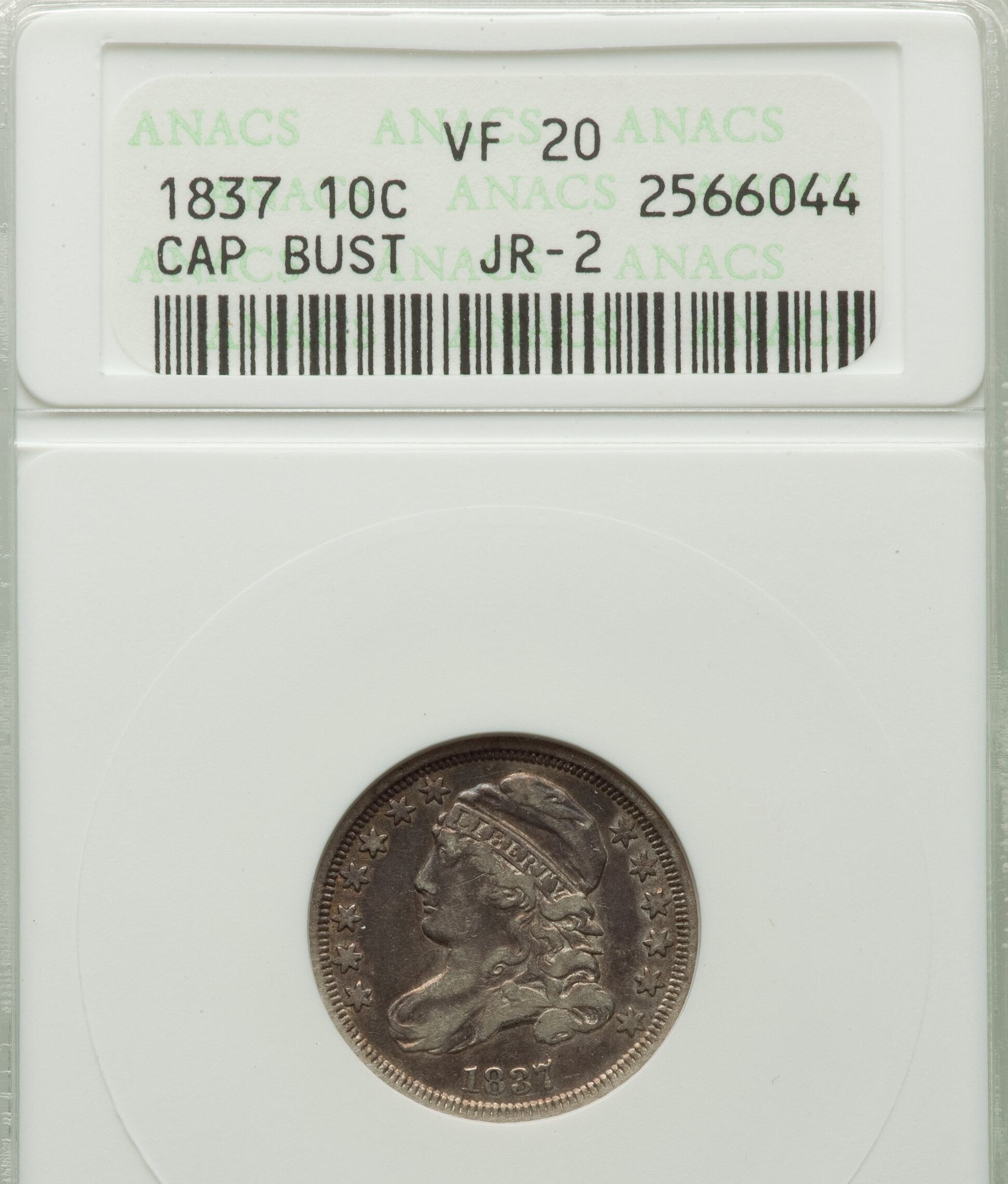 1837-Capped-Bust-Dime-ANACS:-A-Modestly-Desirable-Specimen,-I-Think