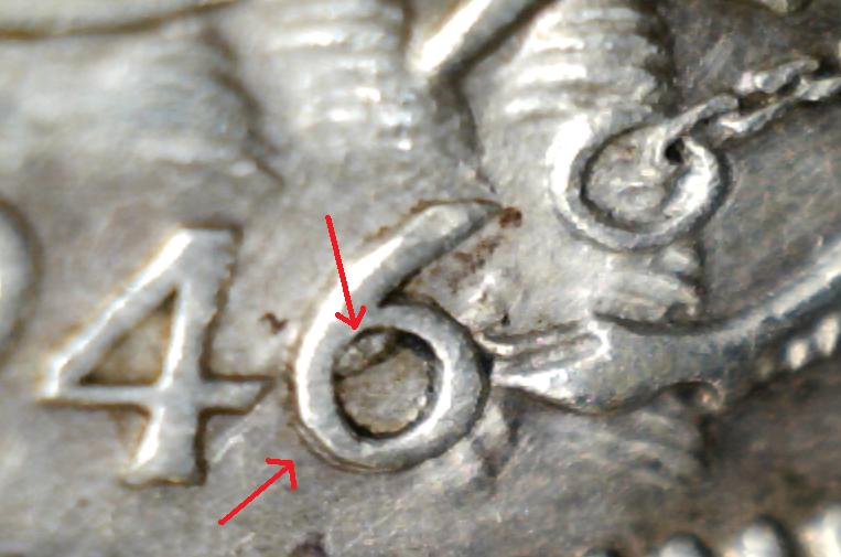 1946-50-Cents---Die-Chip-In-6....and-Doubling-Of-6
