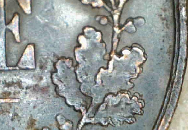 Sweden-1871-2-Ore---Repunched-Letters,-Die-Cracks,-Doubling