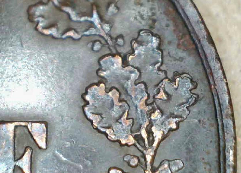 Sweden-1871-2-Ore---Repunched-Letters,-Die-Cracks,-Doubling