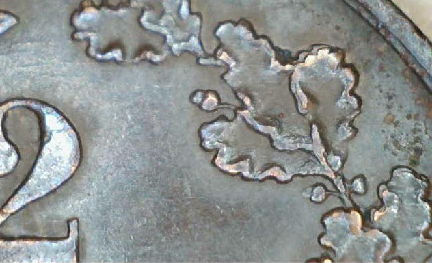Sweden-1871-2-Ore---Repunched-Letters,-Die-Cracks,-Doubling