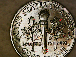 2020-P-Dime-With-Multiple-Die-Chips-Front-And-Back.