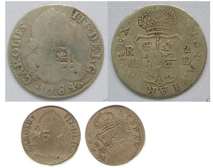 Interesting-2-Reaels-1784-Counterfeit-Contemporary?-With-A-Cuban-Ctmk.