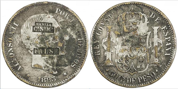 Interesting-Cont.-Counterfeit-8-Reales-1870-Mo-Fm-With-Manila-C/M.