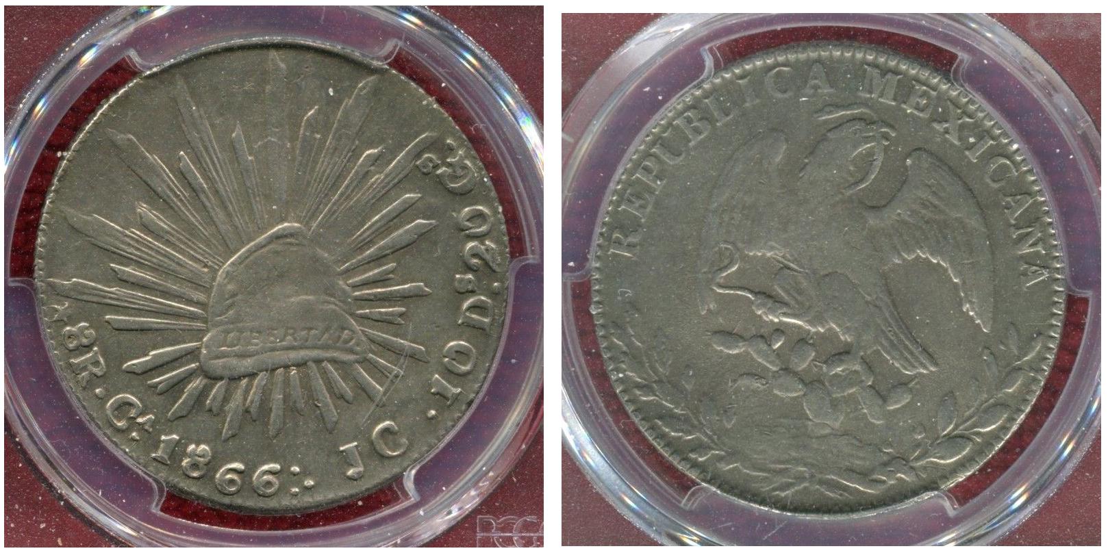 1866-CA-Jc-8-Reales-PCGS-Certified-XF