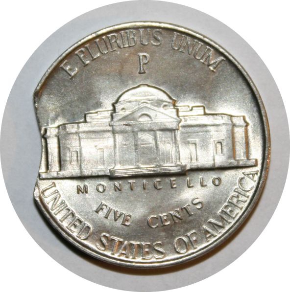 A-Few-Clipped-Planchets.--1945-P-War-Nickel,-1964-D-Quarter