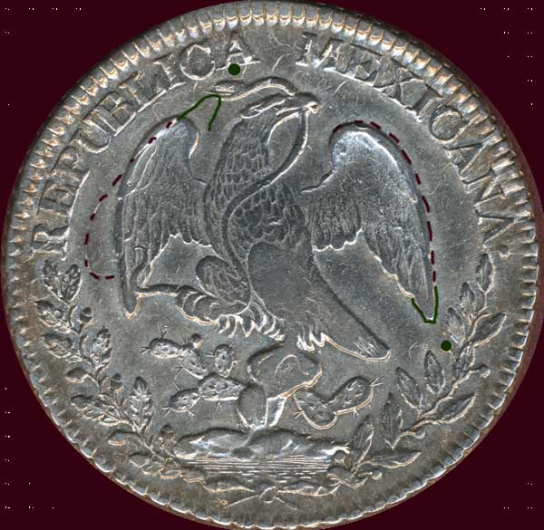 1833/2-Mexico-Potosi-8-Reales:-Interesting-Die-Clash