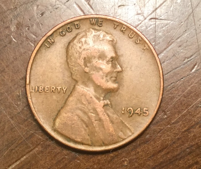 1945-Wheat-Penny-Rectangular-Slag-On-
