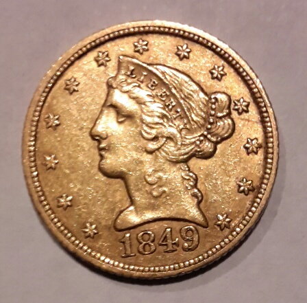 1849-Coronet-$5-Half-Eagle