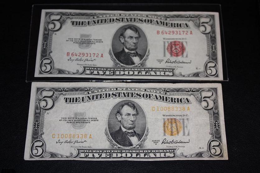Error?1953-A-$5-Dollar-US-Note......with-Yellow-Seal?