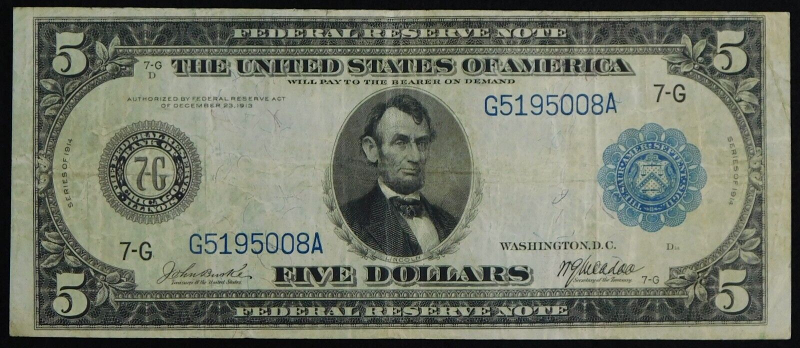 1914-$5-Large-Size-FRN,-Why-Does-My-Note-Have-Only-7-Digits-In-The-Sn-Vs-8-Digits-On-Most-Notes?