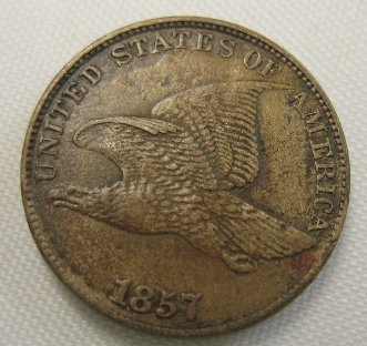 1857-Flying-Eagle-Cent,-Clashed?+-Small-Cud-Reverse-Or-Is-It-My-Eyes?