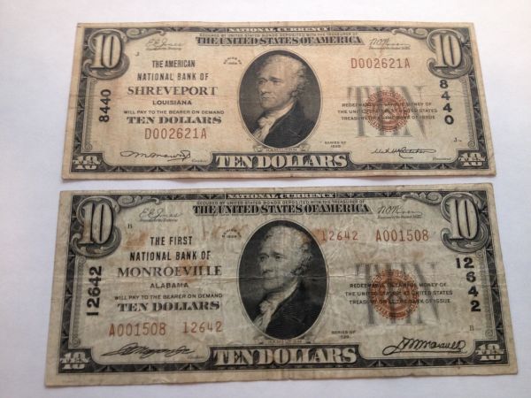 Rare-Louisiana-And-Alabama-National-Bank-Notes.