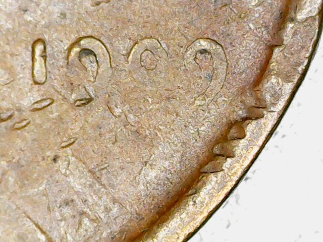 1909-Lincoln-Penny-With-Twisted-Rim,-Gas-Bubbles,-Multiple-Wheat-Stems