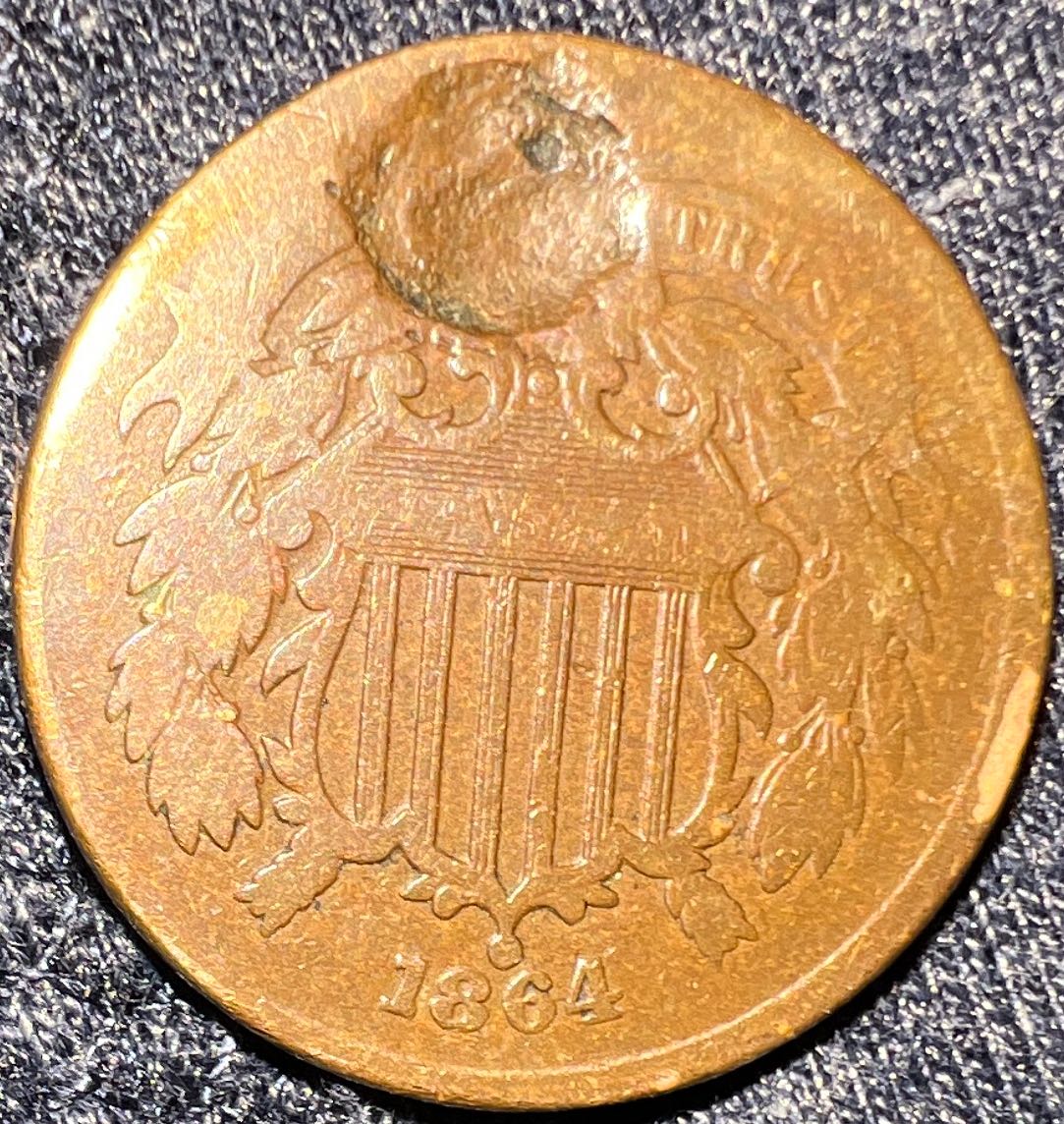 Looking-Opinions-On-1864-2-Cent-Coin,-Mint-Error-Or-Damaged
