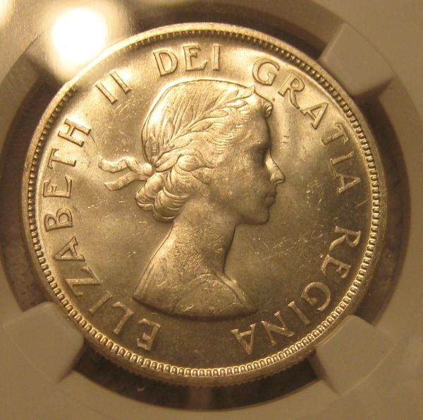 1957-Canadian-Silver-Dollar--1-Water-Line-?