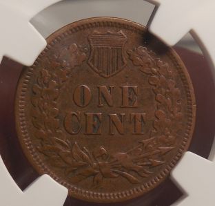 1874-Indian-Cent-Large-Die-Gouge-In-Feathers