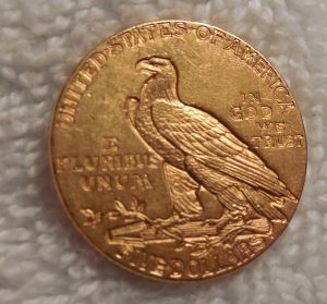 1910-$5-Gold-Indian--Strange-Raised-Marks-On-Neck