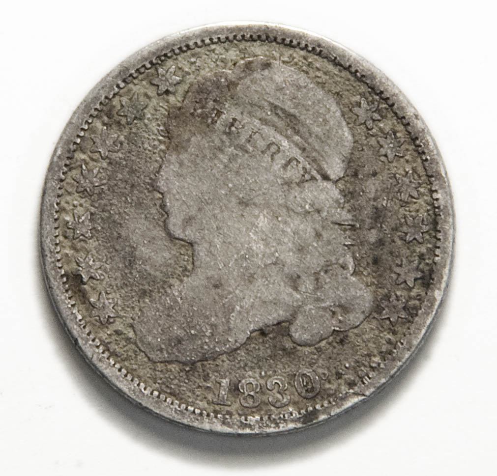 Capped-Bust-Dime-With-Amazing-Rusted-Dies...