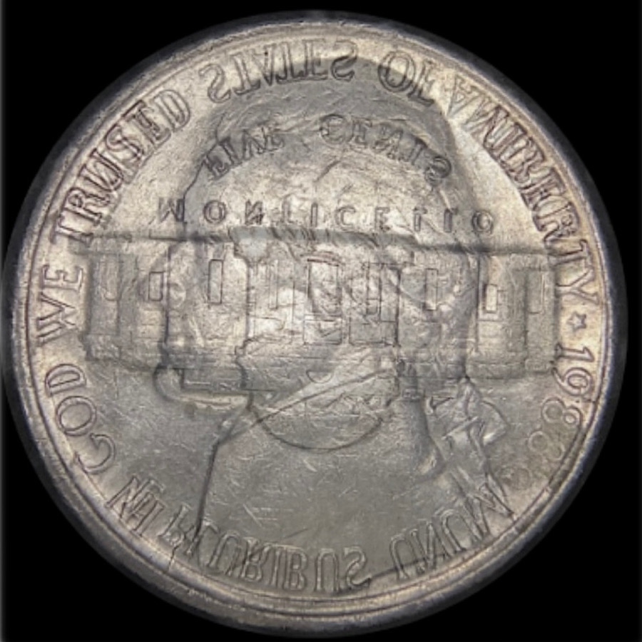 1988-D-Jefferson-Nickel,-Strong-Die-Clash.