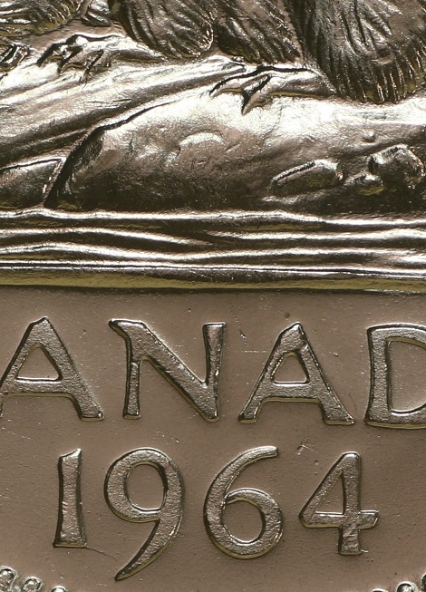 1964-Canadian-Nickel-Doubling,-Tripling.-Beads-On-Denticles-Die-Cracks