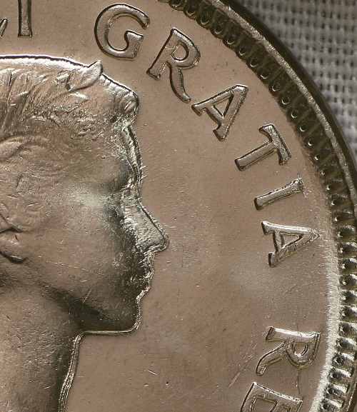 1964-Canadian-Nickel-Doubling,-Tripling.-Beads-On-Denticles-Die-Cracks