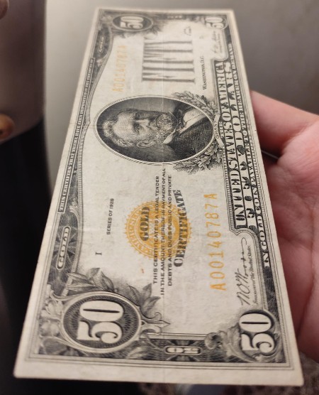 1928-$50-Gold-Certificate-Note.-Thoughts-And-Opinions-Please.