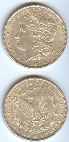 Two-1903-Morgan-Silver-Dollars,-Please-Grade