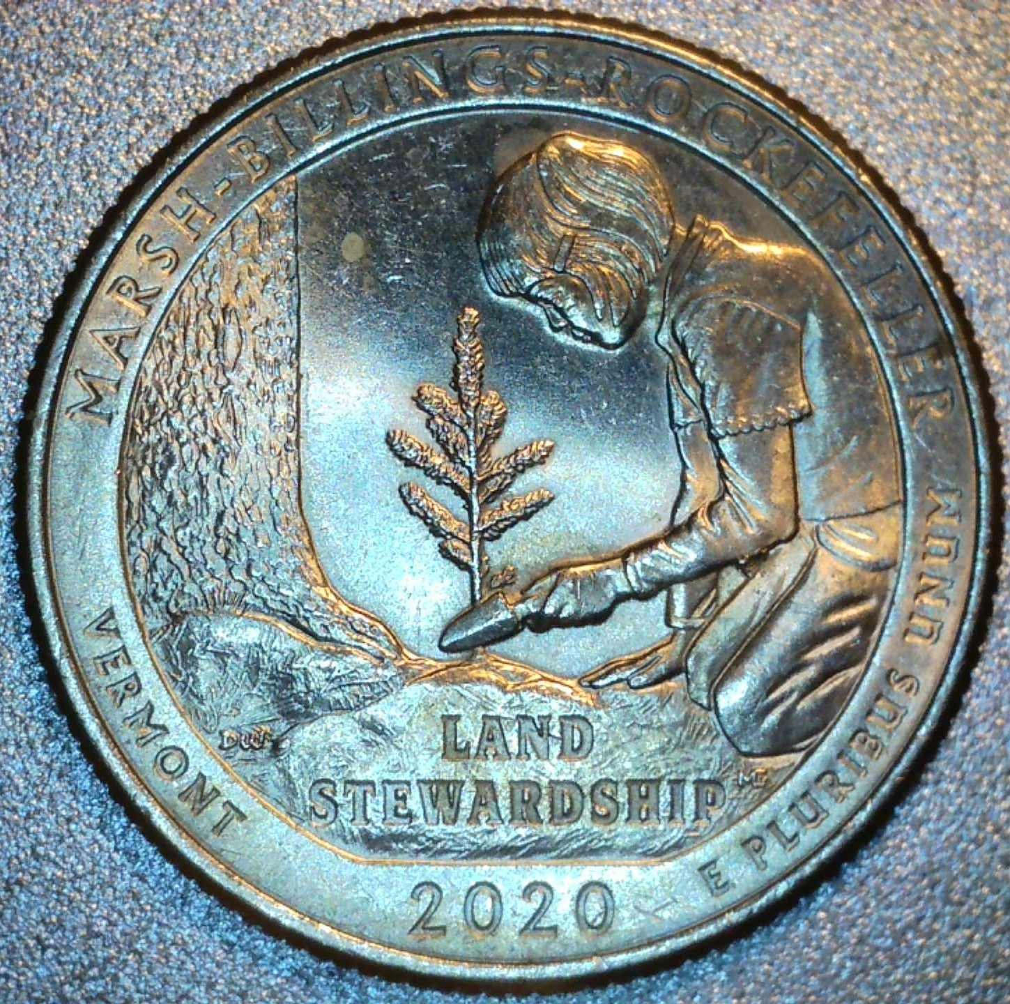 2020-Land-Sterwardship-Quarter-With-Die-Chips-And-Doubling-On-The-Thumb