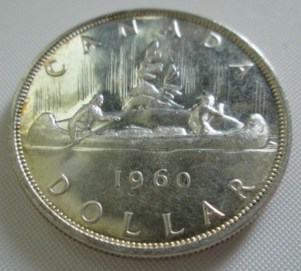 1960-Canada-Dollar-Full-Water-Line-/-Odd-Position
