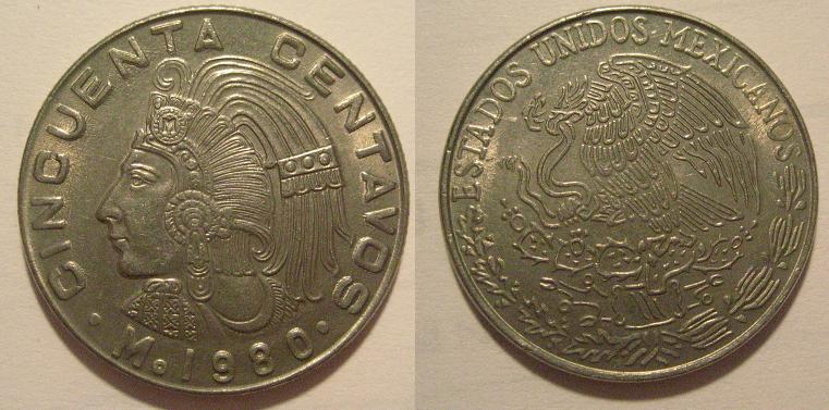 Mexico-50-C-1980,-Colombia-1-C-1966,-Italy-500-Liras-1991