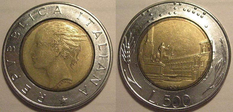 Mexico-50-C-1980,-Colombia-1-C-1966,-Italy-500-Liras-1991