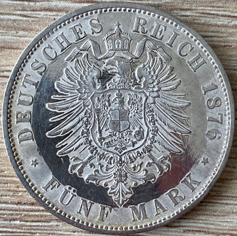 Germany-States-Bavaria-5-Marks-1876-D