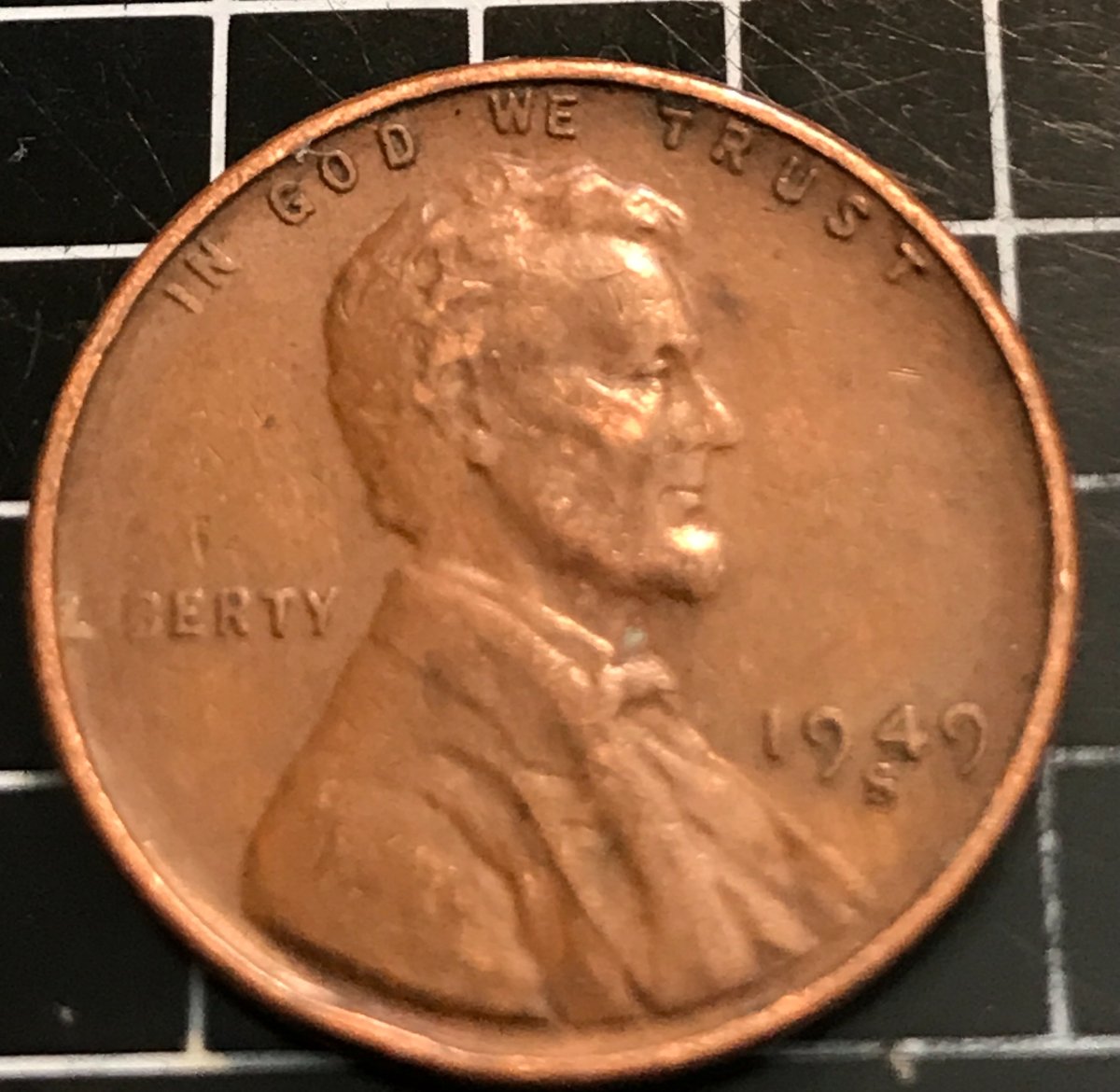 1949-S-Wheat-Penny-Missing-I-In-Liberty-Strike-Through-Grease-/-Error-?