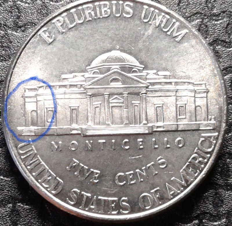 2017-P-Jefferson-Nickel;-Two-Different-Coins-Showing-Same-Flaw