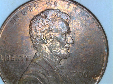 2001-D-Pennny/-Has-A-Chunk-Missing--Obverse